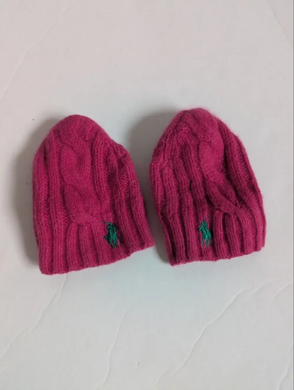 Ralph Lauren Mittens Baby Girl Pink Cable Rabbit Soft